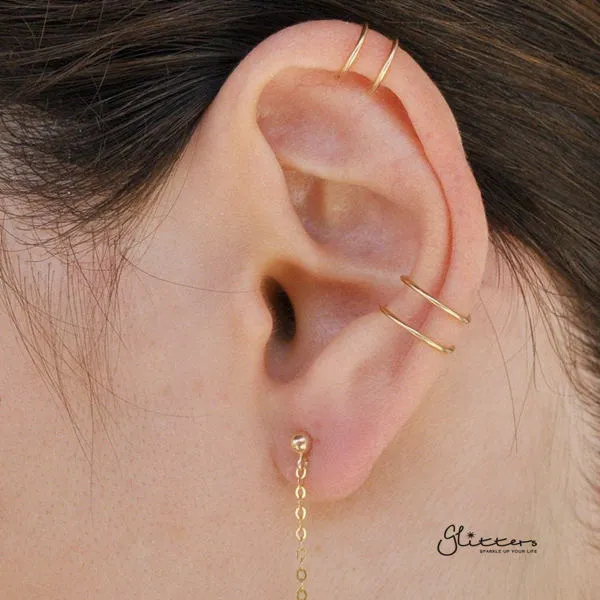 Glitters Earrings 316L Surgical Steel Double Lines Ear Cuffs Non Piercing Minimalist Ear Cuffs