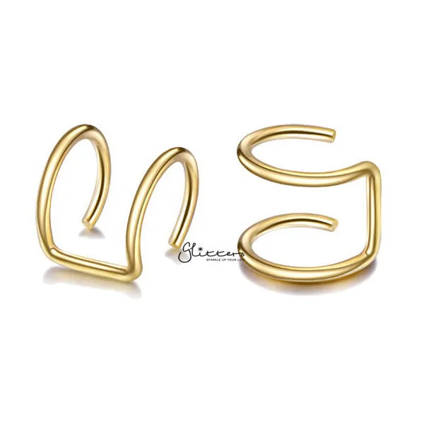 Glitters Earrings 316L Surgical Steel Double Lines Ear Cuffs Non Piercing Minimalist Ear Cuffs