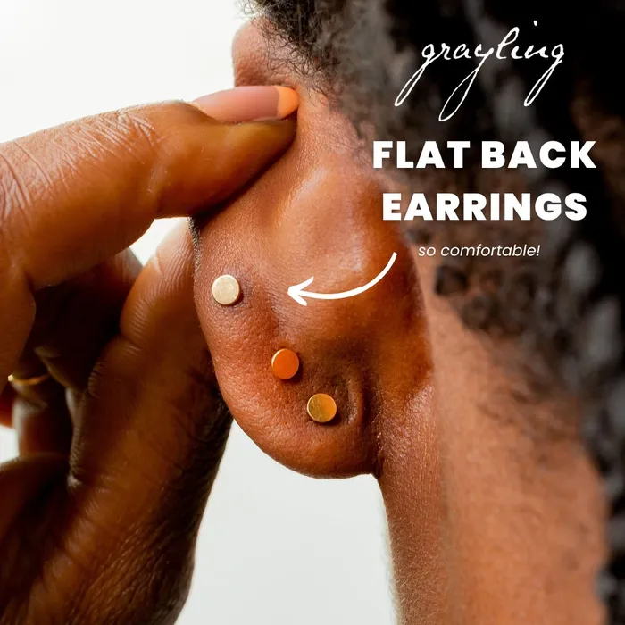 Grayling Earrings Slanted Baguette Trio Titanium Flat Back Sleeper Earrings