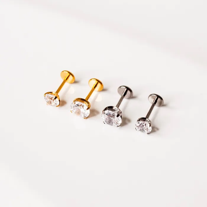 Grayling Solitaire Round Titanium Flat Back Sleeper Earrings Earrings