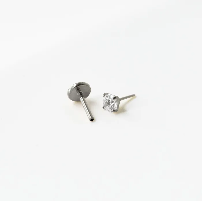 Grayling Solitaire Round Titanium Flat Back Sleeper Earrings Earrings