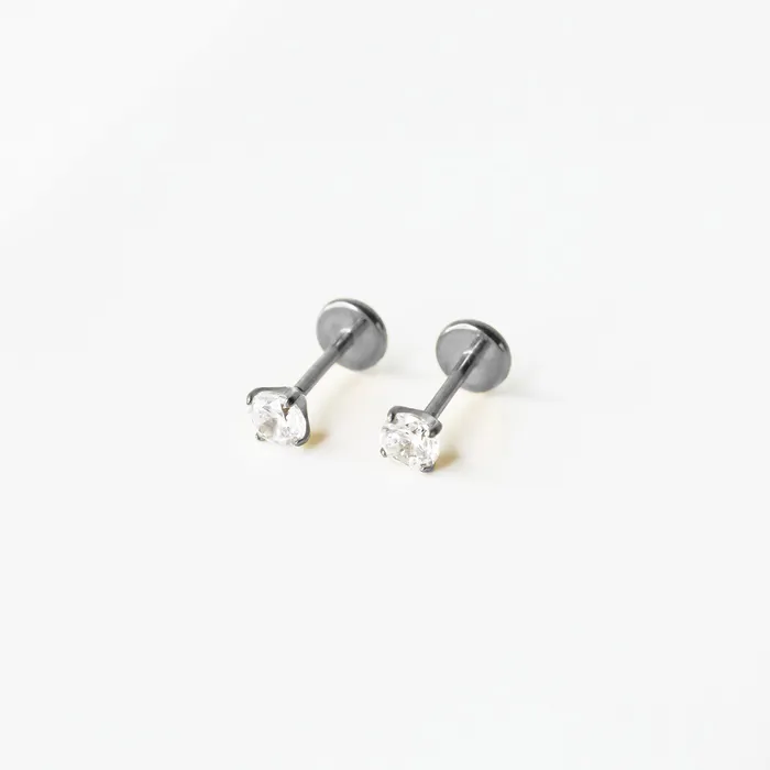 Grayling Solitaire Round Titanium Flat Back Sleeper Earrings Earrings