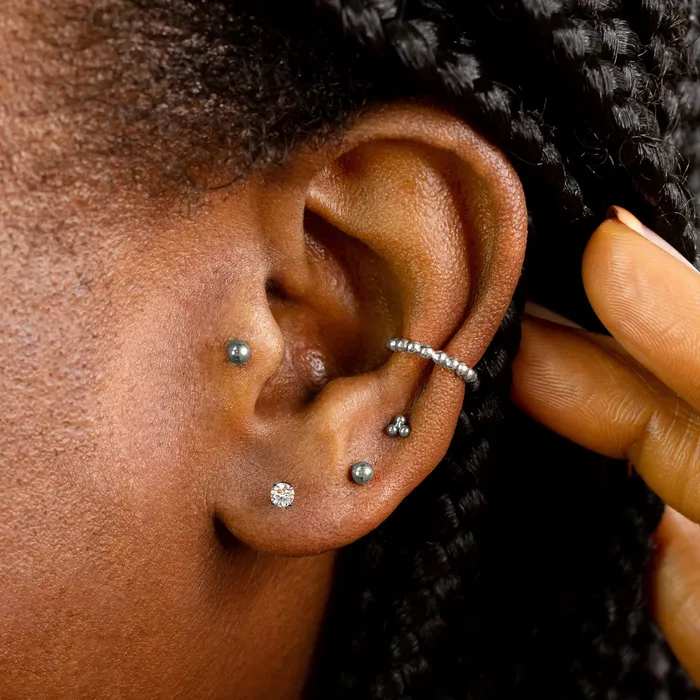 Grayling Solitaire Round Titanium Flat Back Sleeper Earrings Earrings
