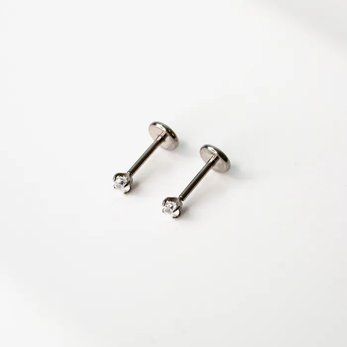 Grayling Solitaire Round Titanium Flat Back Sleeper Earrings Earrings
