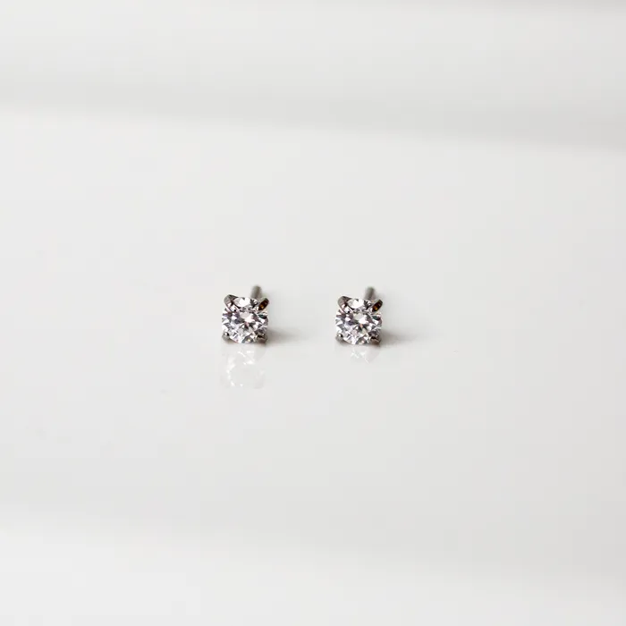 Grayling Solitaire Round Titanium Flat Back Sleeper Earrings Earrings