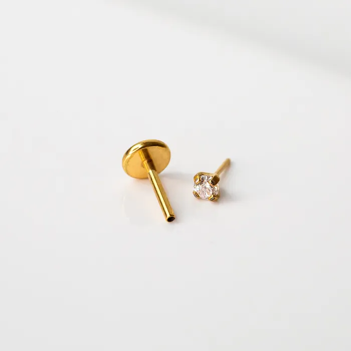 Grayling Solitaire Round Titanium Flat Back Sleeper Earrings Earrings