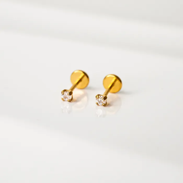 Grayling Solitaire Round Titanium Flat Back Sleeper Earrings Earrings