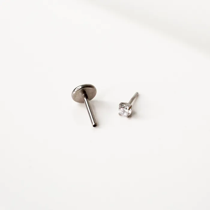 Grayling Solitaire Round Titanium Flat Back Sleeper Earrings Earrings