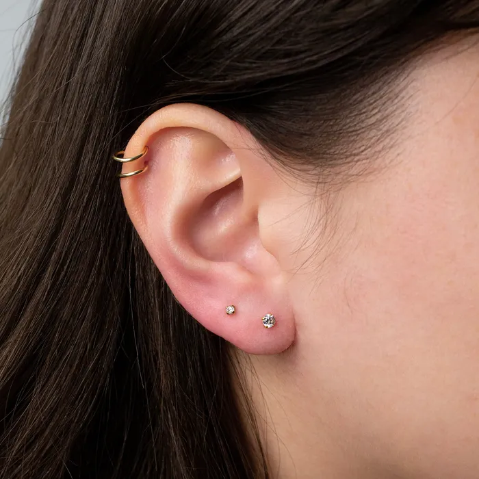 Grayling Solitaire Round Titanium Flat Back Sleeper Earrings Earrings