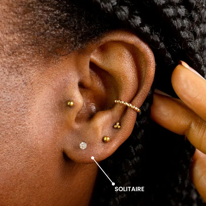 Grayling Solitaire Round Titanium Flat Back Sleeper Earrings Earrings