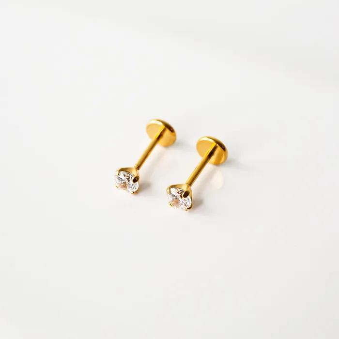 Grayling Solitaire Round Titanium Flat Back Sleeper Earrings Earrings