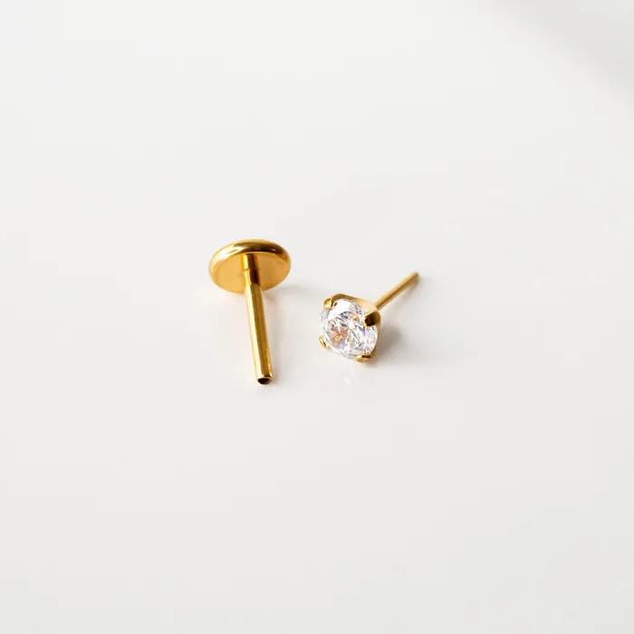 Grayling Solitaire Round Titanium Flat Back Sleeper Earrings Earrings