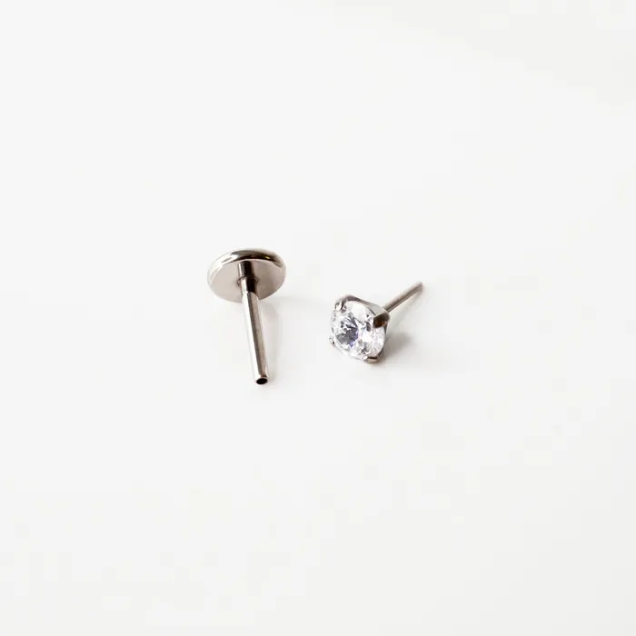 Grayling Solitaire Round Titanium Flat Back Sleeper Earrings Earrings