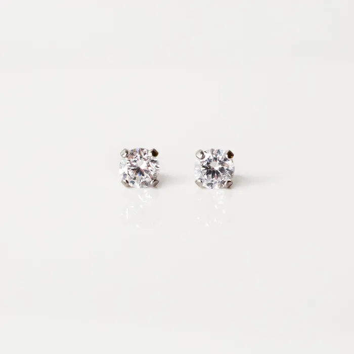 Grayling Solitaire Round Titanium Flat Back Sleeper Earrings Earrings