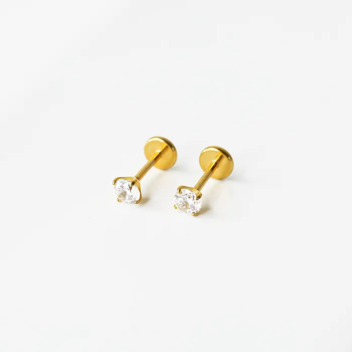 Grayling Solitaire Round Titanium Flat Back Sleeper Earrings Earrings