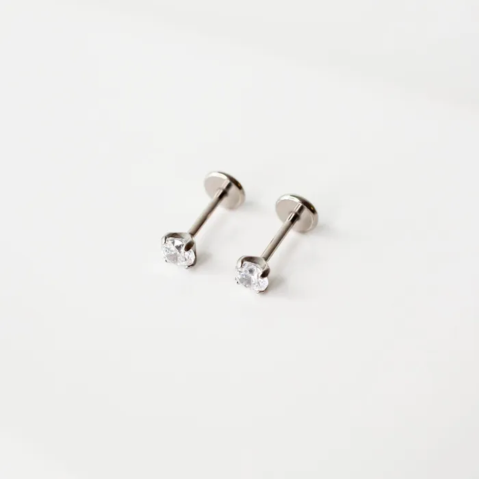 Grayling Solitaire Round Titanium Flat Back Sleeper Earrings Earrings