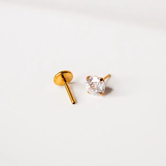 Grayling Solitaire Round Titanium Flat Back Sleeper Earrings Earrings