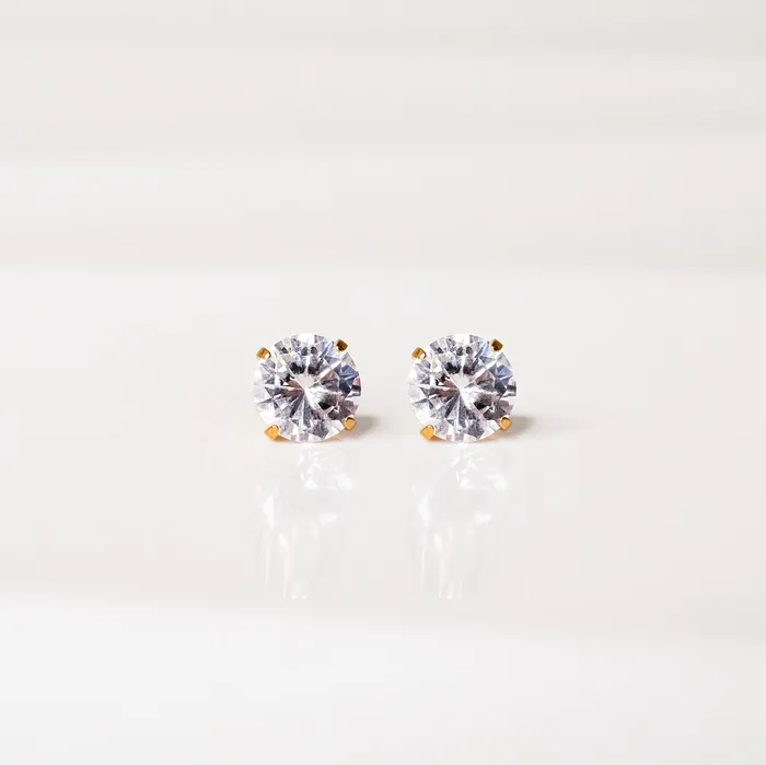 Grayling Solitaire Round Titanium Flat Back Sleeper Earrings Earrings