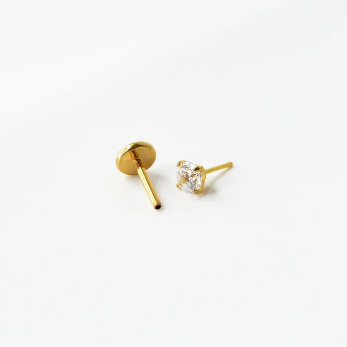 Grayling Solitaire Round Titanium Flat Back Sleeper Earrings Earrings