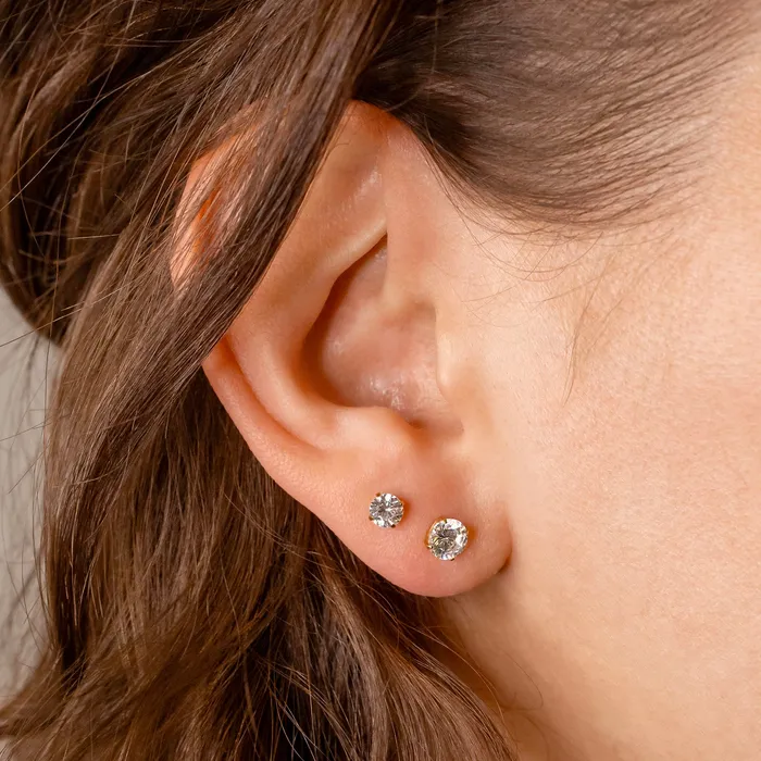 Grayling Solitaire Round Titanium Flat Back Sleeper Earrings Earrings