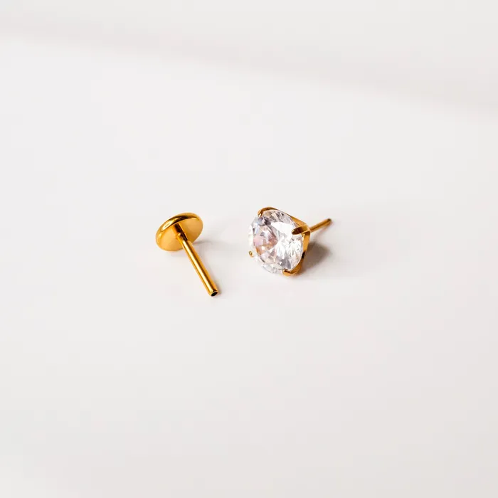 Grayling Solitaire Round Titanium Flat Back Sleeper Earrings Earrings