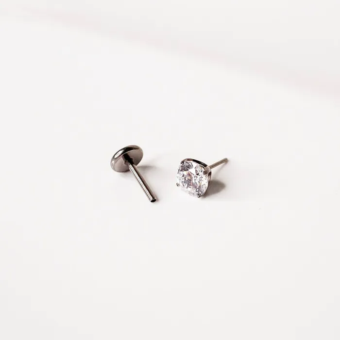 Grayling Solitaire Round Titanium Flat Back Sleeper Earrings Earrings
