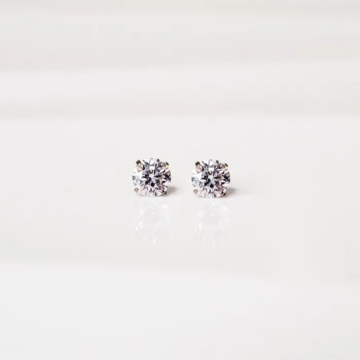 Grayling Solitaire Round Titanium Flat Back Sleeper Earrings Earrings