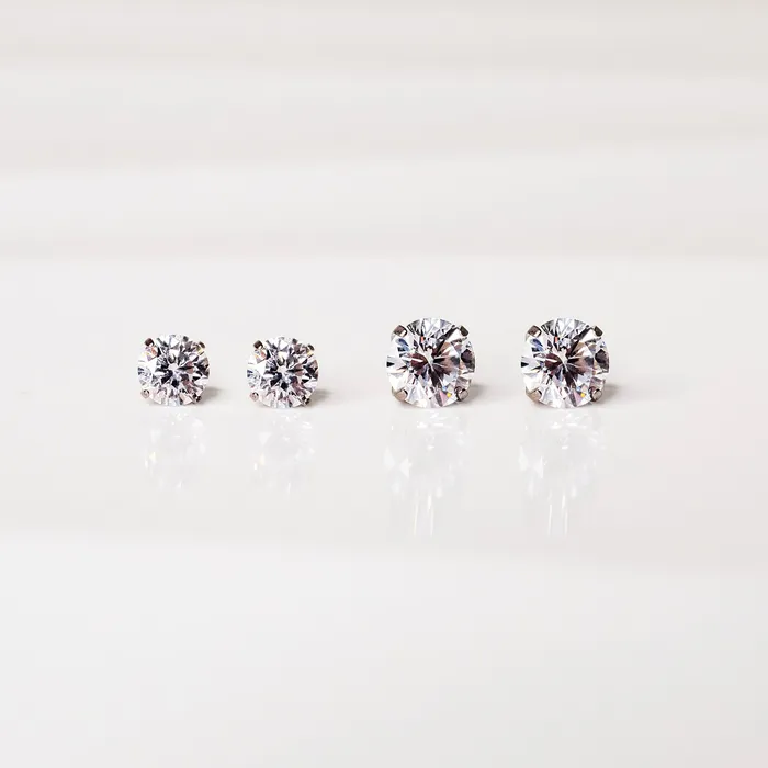 Grayling Solitaire Round Titanium Flat Back Sleeper Earrings Earrings