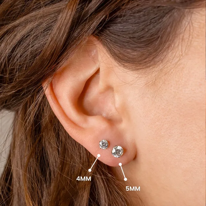 Grayling Solitaire Round Titanium Flat Back Sleeper Earrings Earrings
