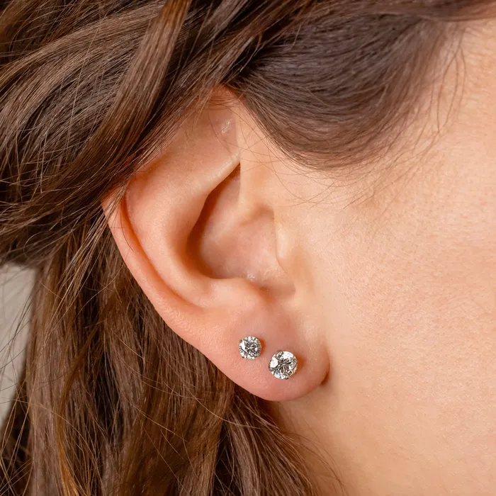 Grayling Solitaire Round Titanium Flat Back Sleeper Earrings Earrings