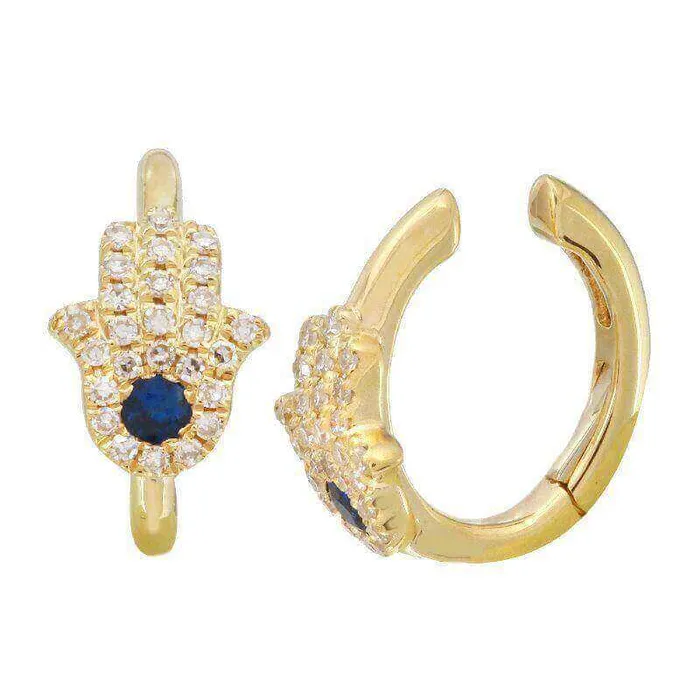 Izakov Diamonds Fine Jewelry 14K Gold Micro Pave Diamond Hamsa Cuff Earring Earrings Izakov Diamonds Fine Jewelry 14K Gold Micro Pave Diamond Hamsa Cuff Earring Earrings