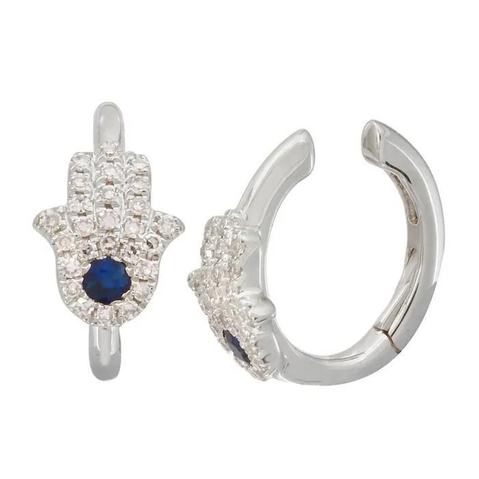 Izakov Diamonds Fine Jewelry 14K Gold Micro Pave Diamond Hamsa Cuff Earring Earrings