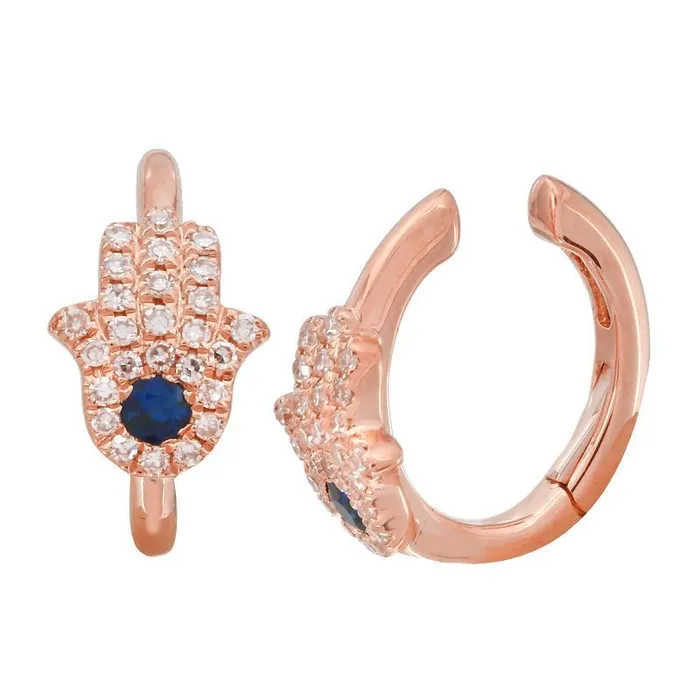 Izakov Diamonds Fine Jewelry 14K Gold Micro Pave Diamond Hamsa Cuff Earring Earrings