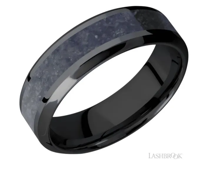 LASHBROOK Rings Lashbrook 7mm Black Zirconium Wedding Band LASHBROOK Rings Lashbrook 7mm Black Zirconium Wedding Band