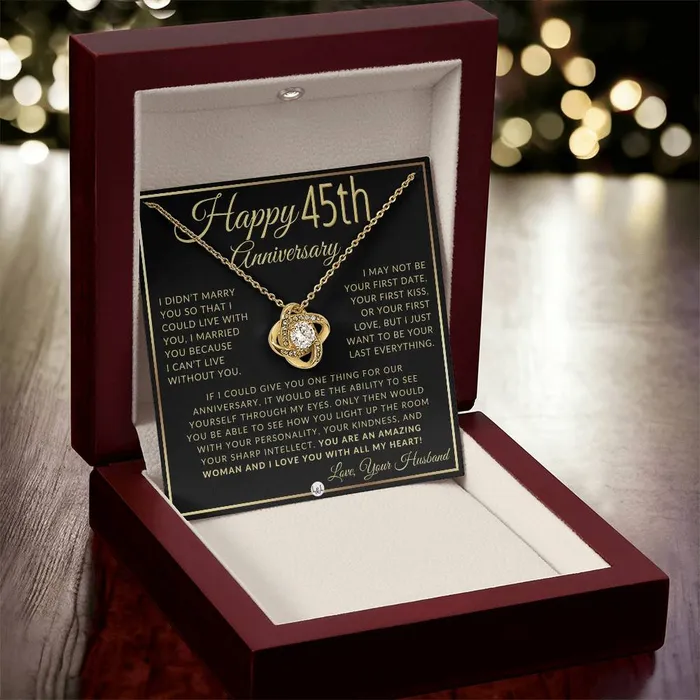 Necklaces 45th Anniversary Gift For Wife Beautiful Womens Pendant Necklace Heartfelt Anniversary Message ShineOn Fulfillment
