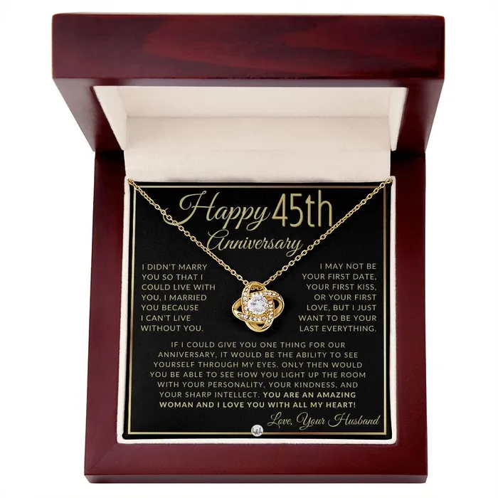 Necklaces 45th Anniversary Gift For Wife Beautiful Womens Pendant Necklace Heartfelt Anniversary Message ShineOn Fulfillment