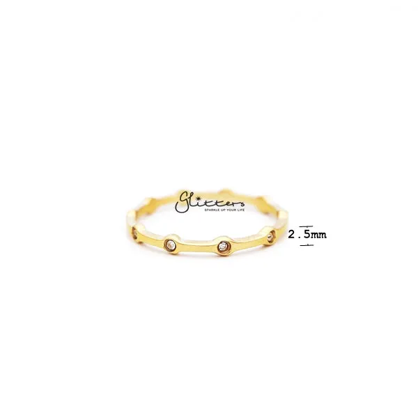 PreStyled Sets 18K Gold Plated over Stainless Steel CZ Dots Womens Rings Glitters