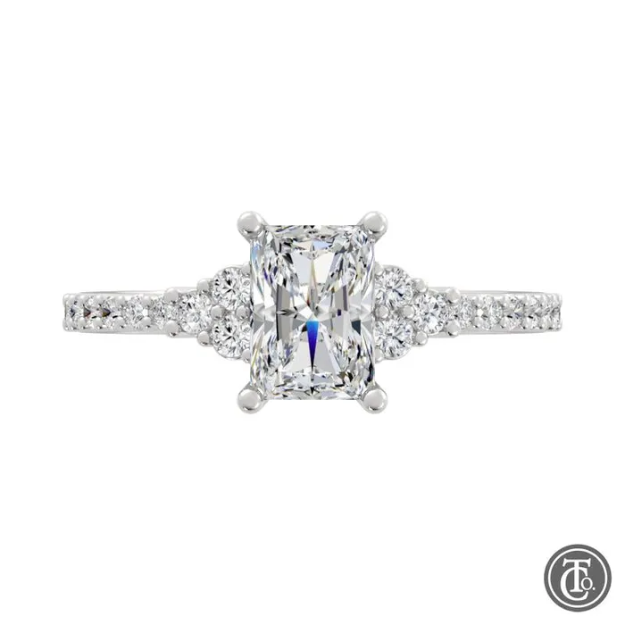 Radiant MultiStone SemiMount Engagement Ring Thollot Co Rings