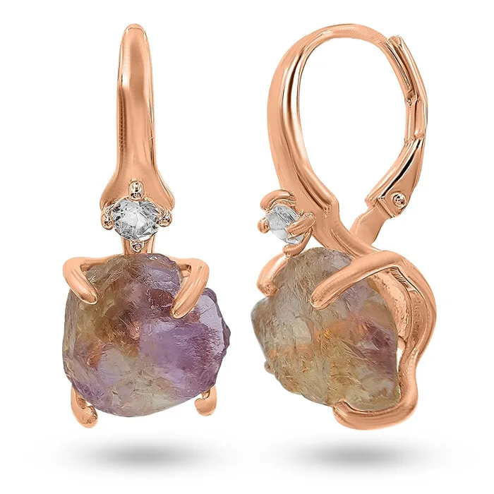 Raw Ametrine Crystal Earrings Uniquelan Jewelry Earrings Raw Ametrine Crystal Earrings Uniquelan Jewelry Earrings