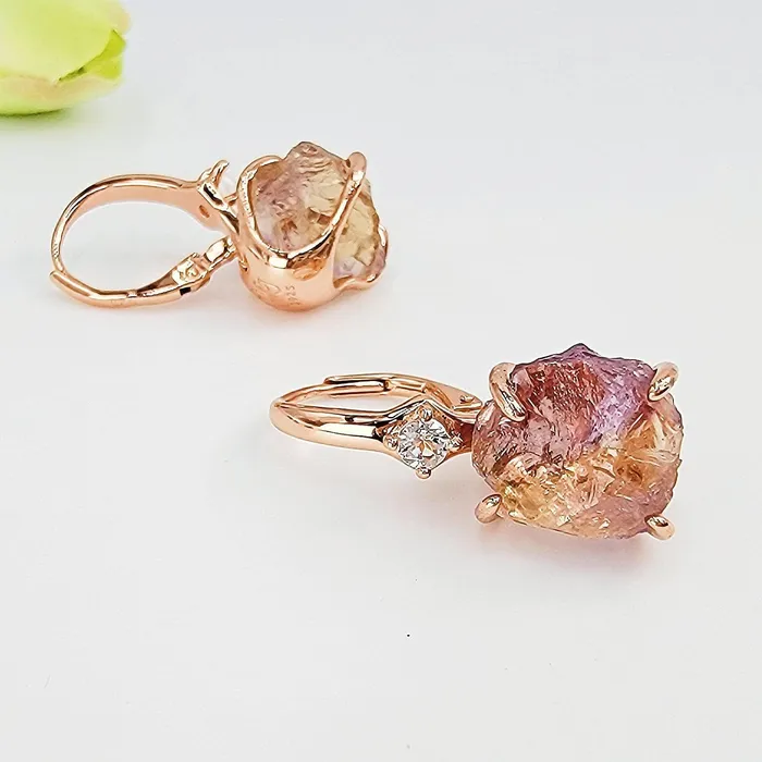 Raw Ametrine Crystal Earrings Uniquelan Jewelry Earrings Raw Ametrine Crystal Earrings Uniquelan Jewelry Earrings