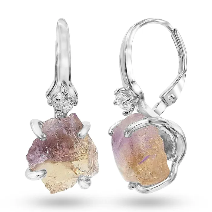Raw Ametrine Crystal Earrings Uniquelan Jewelry Earrings Raw Ametrine Crystal Earrings Uniquelan Jewelry Earrings