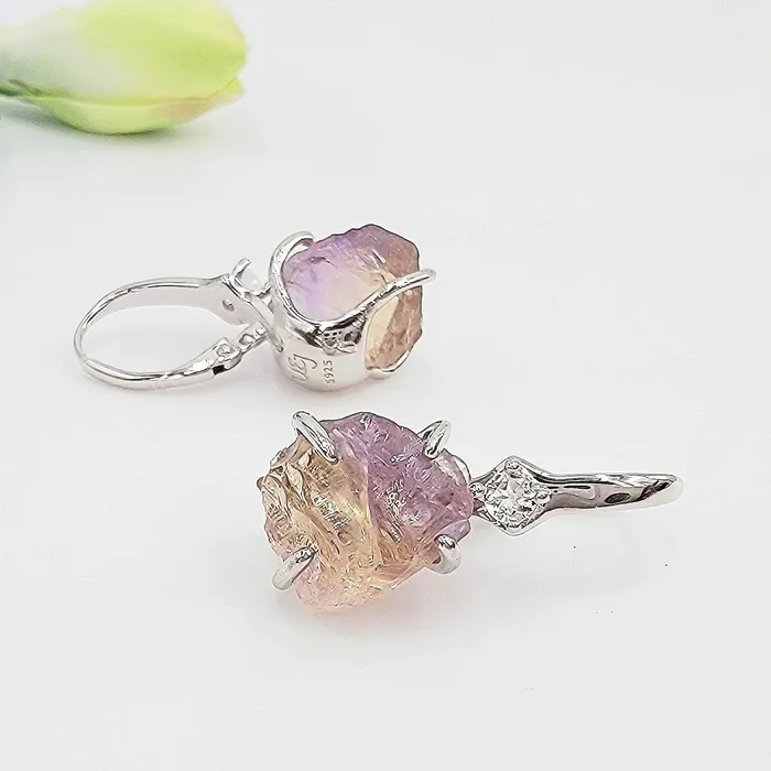 Raw Ametrine Crystal Earrings Uniquelan Jewelry Earrings Raw Ametrine Crystal Earrings Uniquelan Jewelry Earrings