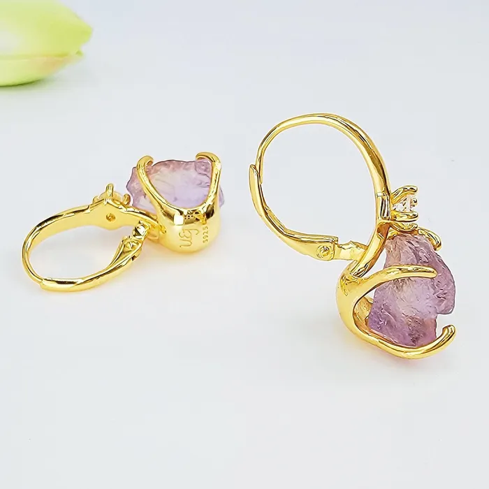 Raw Ametrine Crystal Earrings Uniquelan Jewelry Earrings Raw Ametrine Crystal Earrings Uniquelan Jewelry Earrings