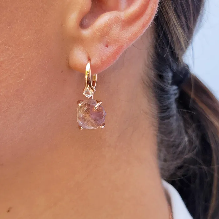 Raw Ametrine Crystal Earrings Uniquelan Jewelry Earrings Raw Ametrine Crystal Earrings Uniquelan Jewelry Earrings