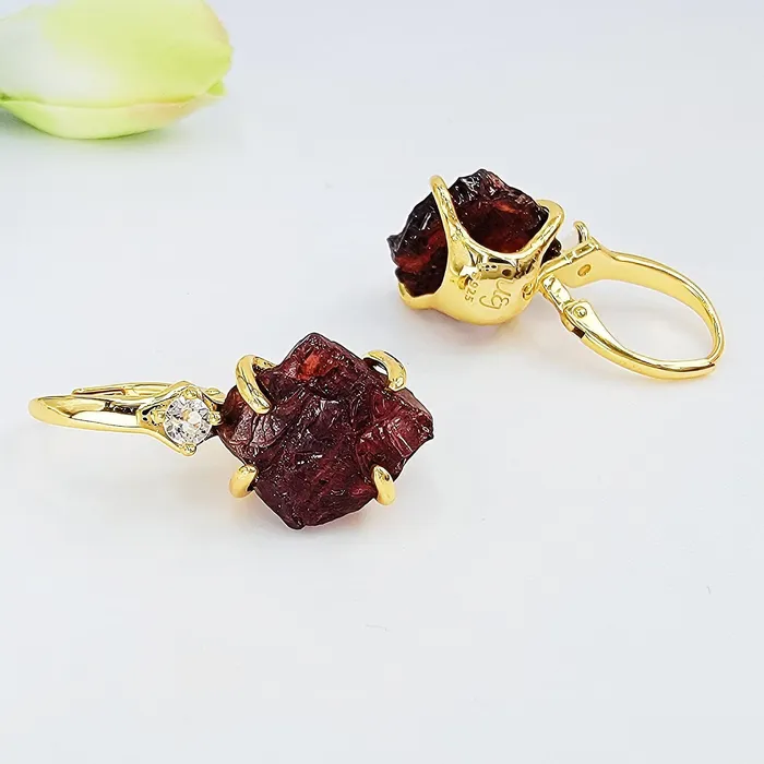 Raw Garnet Drop Earrings Uniquelan Jewelry Earrings Raw Garnet Drop Earrings Uniquelan Jewelry Earrings