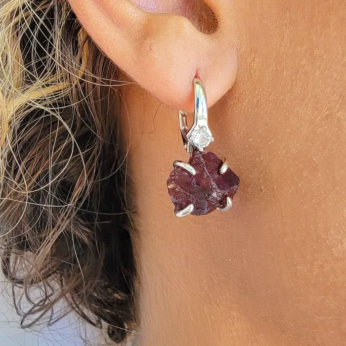 Raw Garnet Drop Earrings Uniquelan Jewelry Earrings Raw Garnet Drop Earrings Uniquelan Jewelry Earrings