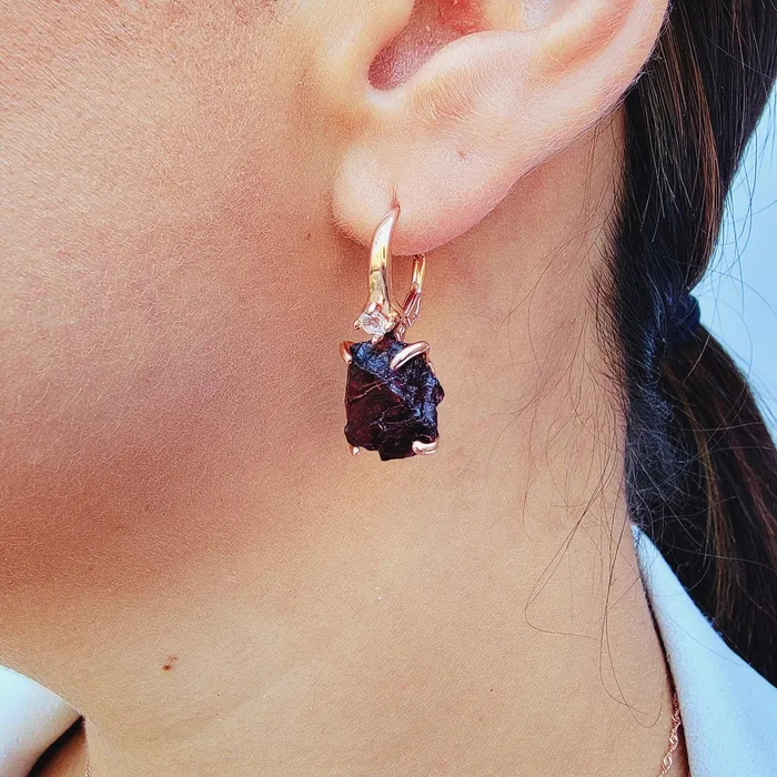 Raw Garnet Drop Earrings Uniquelan Jewelry Earrings Raw Garnet Drop Earrings Uniquelan Jewelry Earrings