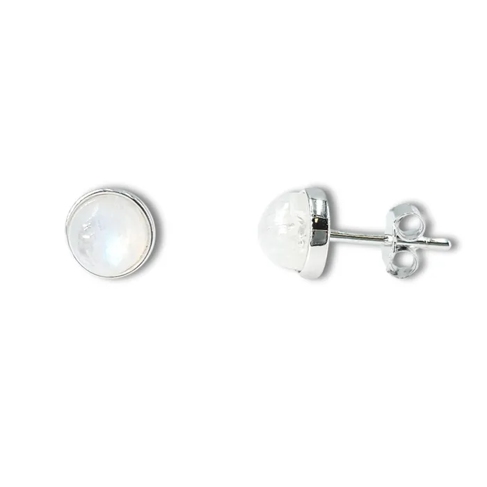 Real Moonstone Bezel Stud Earrings Uniquelan Jewelry Earrings