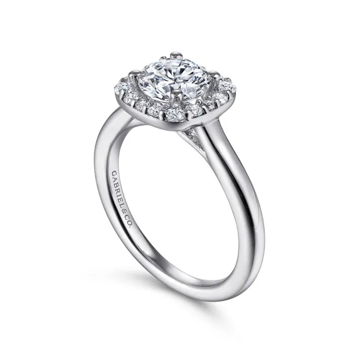 Rings Gabriel 14K White Gold 30ctw Cushion Halo Style Diamond SemiMount Engagement Ring GABRIEL CO Rings Gabriel 14K White Gold 30ctw Cushion Halo Style Diamond SemiMount Engagement Ring GABRIEL CO