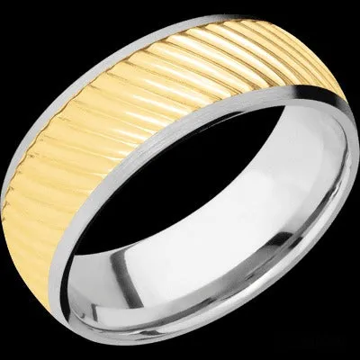 Rings LASHBROOK Lashbrook 14K White Yellow Gold 8mm Domed Wedding Band